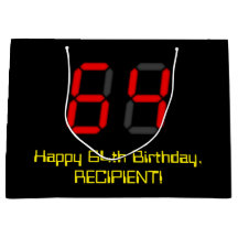 64. Geburtstag: Red Digital Clock Style "64" + Nam