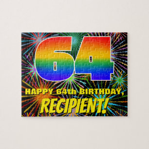 64. Geburtstag: Spaß, bunte feierliche Feuerwerke