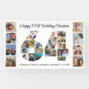64. Geburtstagsfeier Nummer 64 Fotocollage Banner