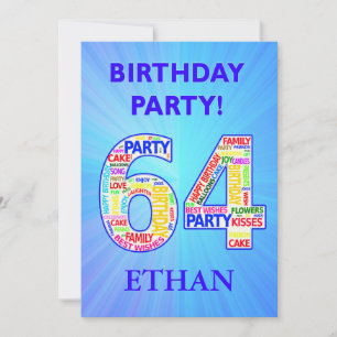 64. Geburtstagsparty Einladung einen Namen hinzufü