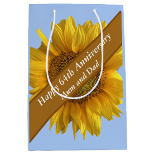 64. Hochzeitstag Sonnenblume Editierbar Mittlere Geschenktüte