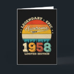 64 Year Old Awesome Since 1958 64th Birthday Gift Karte<br><div class="desc">Birthday Design For anyone who's horoscope say difficult & Stubborn But totally worth.Wear it with pride at work,  school gym perfect to pair with shorts,  leggings or jeans for a casual yet trendy Look</div>