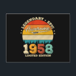 64 Year Old Awesome Since 1958 64th Birthday Gift Postkarte<br><div class="desc">Birthday Design For anyone who's horoscope say difficult & Stubborn But totally worth.Wear it with pride at work,  school gym perfect to pair with shorts,  leggings or jeans for a casual yet trendy Look</div>