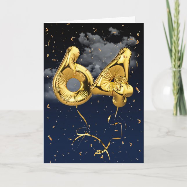 64e Anniversaire Gold Mylar Balloon et carte Confe (Devant)