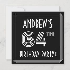 64th Birthday Party: Art Deco Style w/ Custom Name Einladung