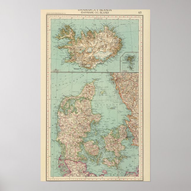 65 Dänemark, Island Poster (Vorne)