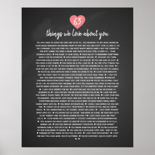 65 Dinge, die wir über Sie Liebe Herzgründe, die w Poster