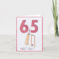 65 et pas dehors, carte d'anniversaire de cricket