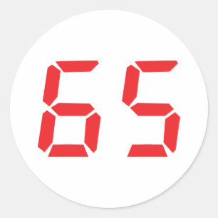 65 fünfundsechzig rote Wecker digitale Nummer Runder Aufkleber