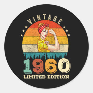 65. Geburtstag 1960 Vintage 65. Geburtstag Frauen Runder Aufkleber