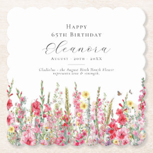 65. Geburtstag August Geburtsmonat Blume Custom Untersetzer