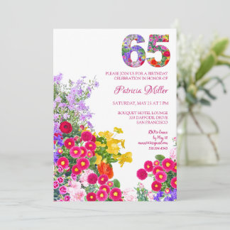 65. Geburtstag Bunte Blumen 65 Gartenparty Einladung