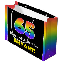 65. Geburtstag: Farbiger Regenbogen # 65, Individu Große Geschenktüte