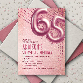 65. Geburtstag Frauen Rose Gold Einladung