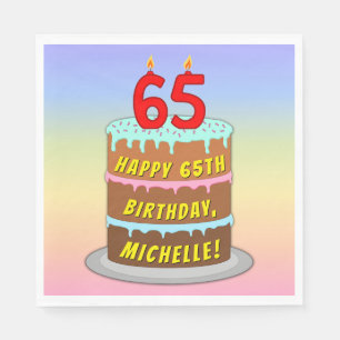 65. Geburtstag: Fun Cake and Candles + Individuell Serviette