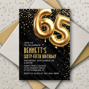 65. Geburtstag Gold Black Einladung