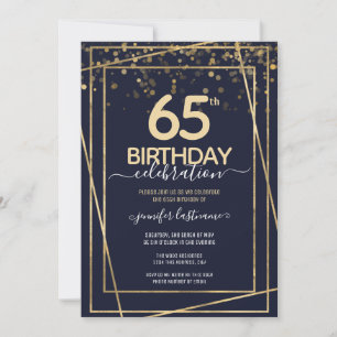 65. Geburtstag Gold und Blau Einladung
