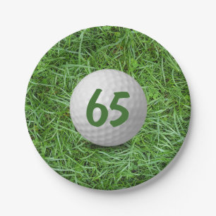 65. Geburtstag Golf Ball auf Grass Paper Plate Pappteller