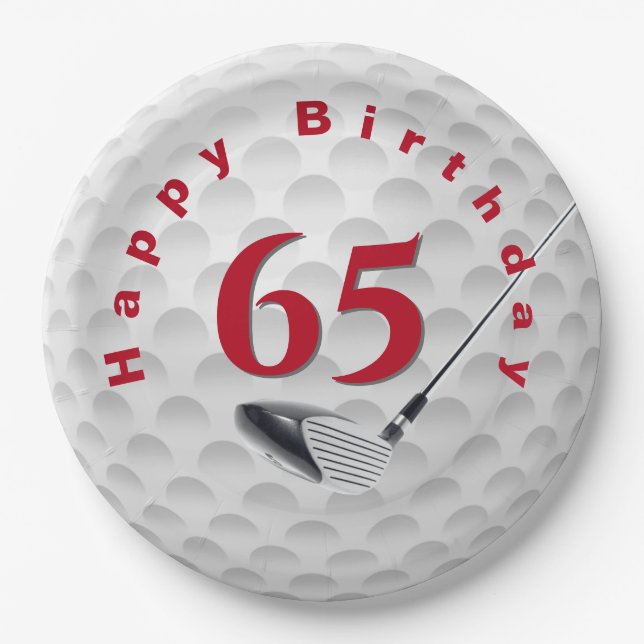 65. Geburtstag Golf Ball Design Paper Plate Pappteller (Vorderseite)