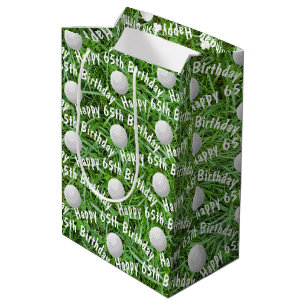 65. Geburtstag Golf Balls auf Grass Medium Geschen Mittlere Geschenktüte