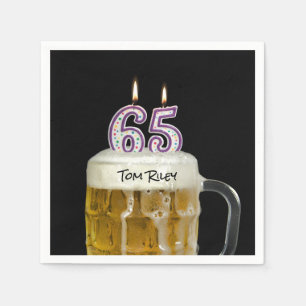 65. Geburtstag Kerzen in Bier Serviette