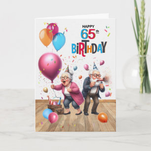 65. Geburtstag Lustiger alter Mann und Frau Luftba Karte