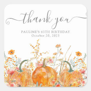 65. Geburtstag Pumpkin Wildblume Custom Danke Quadratischer Aufkleber