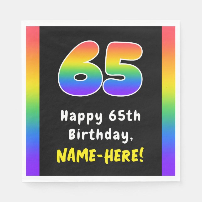 65. Geburtstag: Rainbow Spectrum # 65, Individuell Serviette (Vorderseite)