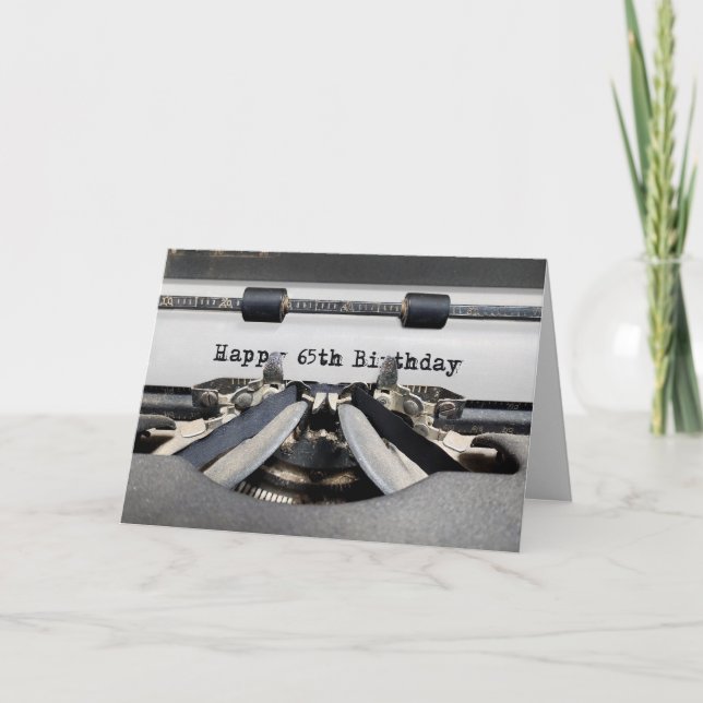 65. Geburtstag Retro Schreibmaschine Karte (Vorderseite)