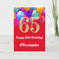 65. Geburtstag Rot und Gold farbige Ballons