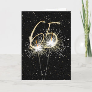 65. Geburtstag Sparkler auf schwarz Karte