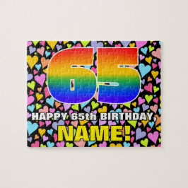 65. Geburtstag — Spaß, liebevolle Herzformen + "65