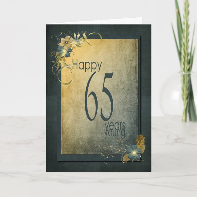 65. Geburtstag-Vintager Rahmen Karte (Vorderseite)