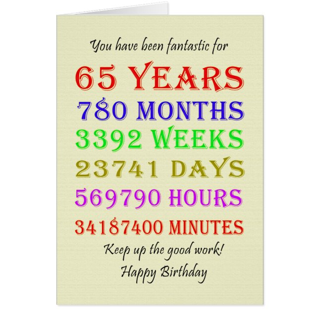 65. Geburtstags-Meilensteine (Vorne)