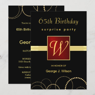 65. Geburtstags-Überraschungs-Party - elegantes Einladung