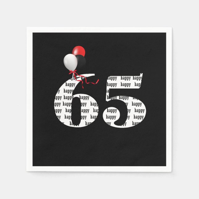 65. Geburtstagsballons Serviette (Vorderseite)