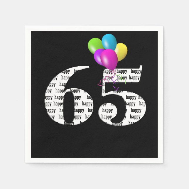 65. Geburtstagsballons Serviette (Vorderseite)