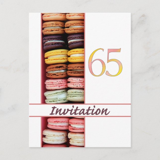 65. Geburtstagsfeier Einladung Macaron (Vorderseite)