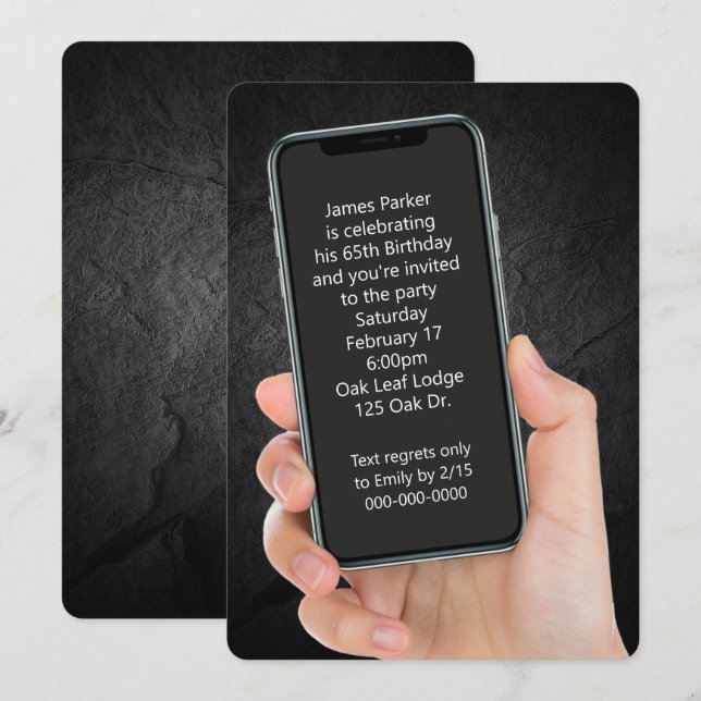 65. Geburtstagspartei - Textnachricht Einladung (Vorne/Hinten)
