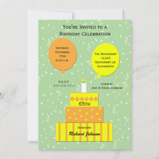 65. Geburtstagsparty Einladung Spaß 65. Kuchen