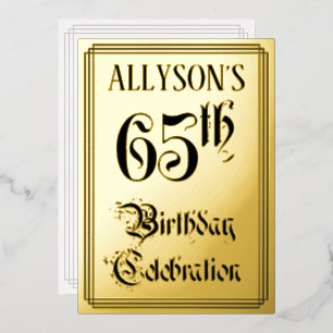 65. Geburtstagsparty — Elegantes Script + Individu Folieneinladung