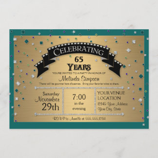 65. Geburtstagsparty feiert Imitate Jewel Confetti Einladung