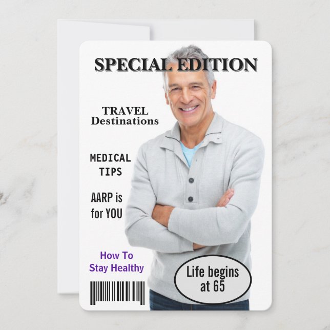 65. Geburtstagsparty Magazine Cover Einladung (Vorderseite)