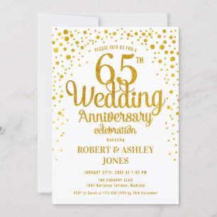 65. Hochzeitsjubiläum - Gold & Weiß Einladung