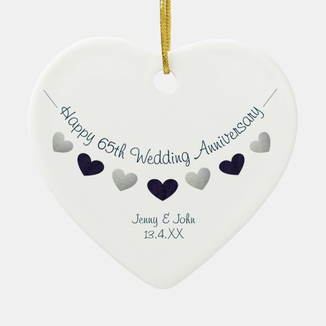 65. Hochzeitstag Ehemann & Ehefrau Keramik Ornament (Vorne)