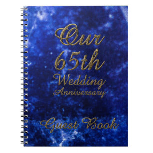 65. Hochzeitstag-Gast-Buch-Blau-Saphir Notizblock