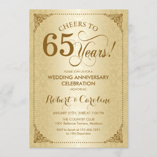 65. Hochzeitstag - Goldener Damast Einladung