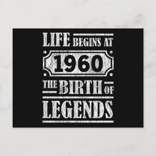 65 Jahre alt 1960 Geburt einer Legende 65. Geburts Postkarte