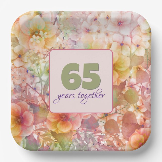 65 Jahre Cosmos Floral Design Pappteller (Vorderseite)