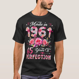 65-Jährige, hergestellt in 1961, florale 65. Gebur T-Shirt
